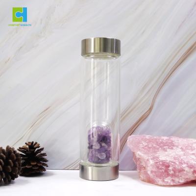 China Europe Crystal Infuser Stainless Steel Glass Drinking Water Bottle for sale