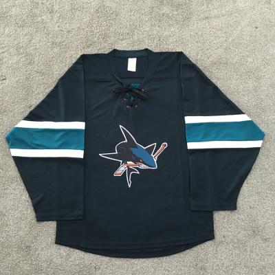 China Custom 100% Polyester Fabric Jersey San Jose Sharks Team Ice Hockey Jersey For Fans for sale