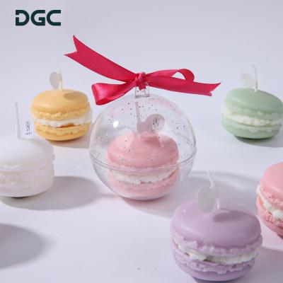 China DGC Selection Luxury Small White Case Decoration or Festival Macaron Shaped Candle Ball Food Shape Candle Special Custom Clear Plastic Gift Box for sale