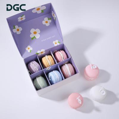 China Luxury Gift Box Small White Case Decoration DGC Food Shape Candle Macaron Or Festival Shaped Candle Custom 6 Pcs Special Scented Candles Gift Set for sale