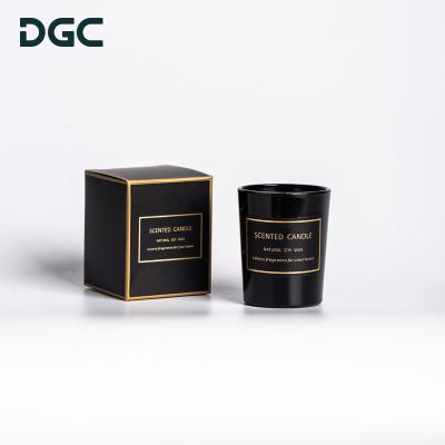 China Festival Decoration Selection DGC Factory OEM & ODM Gift Set 100% Factory Soy Wax Black Glass Jar Scented Candle Private Label for sale