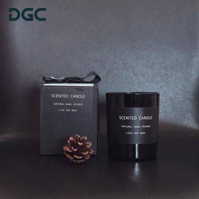 China Factory custom 100% candle pot 100% black glass soy wax private label selection DGC home decoration festival decoration printing logo custom scented candle for sale