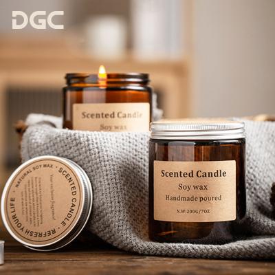 China Festival Decoration Pick DGC Private Label Home Decoration Used Luxury Glass Candle Jars Soy Wax Scented Candles With Lid for sale