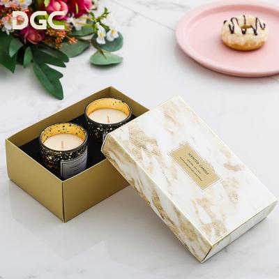 China Festival Decoration Selection DGC Factory OEM & ODM Romantic Gold Color Electroplate Jar Private Label 100% Herbal Scented Soy Wax Candle for sale