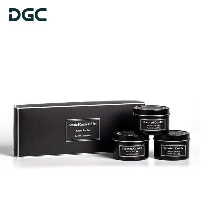 China Festival decoration selection China DGC custom home decoration personalized gift set box tin black jar scented candle private label for sale