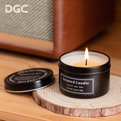 China Festival Decoration Selection Guangzhou DGC Mini Size Tin Jar Private Label With Lid Soy Wax Candle Vanilla Scented Candle In Bulk for sale