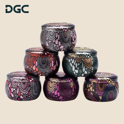 China Festival Decoration Selection DGC Luxury Aroma Candle Soy Wax Scented Candle Vintage Tin Cans Dried Flowers Aromatherapy Candles for sale