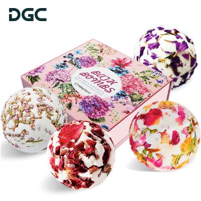 China Relaxation. Moisturize DGC Moisturize Round Ball Flower Bath Bomb Shower Steamer Handmade Dry Organic Fizzy Rose Bath Bombs Volume for sale