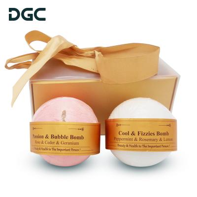 China Relaxation. Moisturize DGC Custom Logo Luxury Packaging 2pcs Gift Set Spa Bubble Flower Bath Soaking Bubbly Dry Bomb for sale