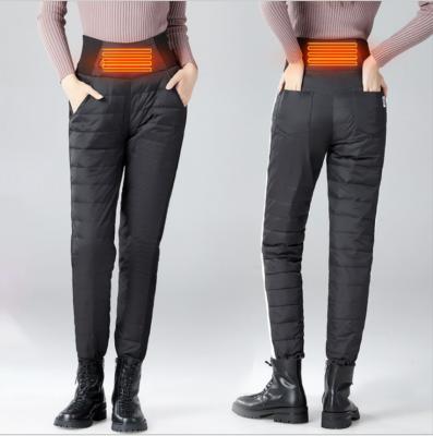 China Winter Antibacterial Antibacterial Wear USB Heating Filling Pants Feathered Down Cuffs Women's High-Waist Heats Heated Pants for sale