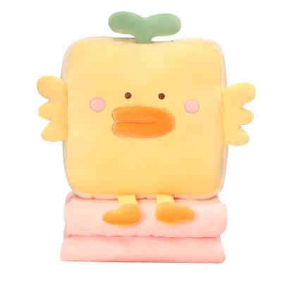 China Plush Cartoon Air Conditioner Frog Rabbit Duck Plush Toy Pillow Animal Summer Cool Quilt Two-in-One The Duck Blanket Wholesale Toy for sale