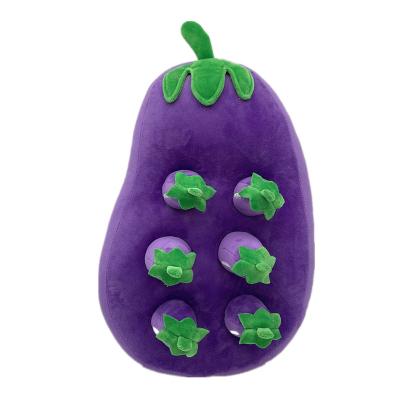 China Kids Enlightenment Birthday Gift Eggplant Field Pillow Plush Educational Stocked Toy for sale