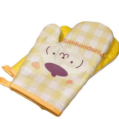 China Factory wholesale price plush cotton and canvas positioning cartoon printing microwave oven anti-ironing gloves for sale