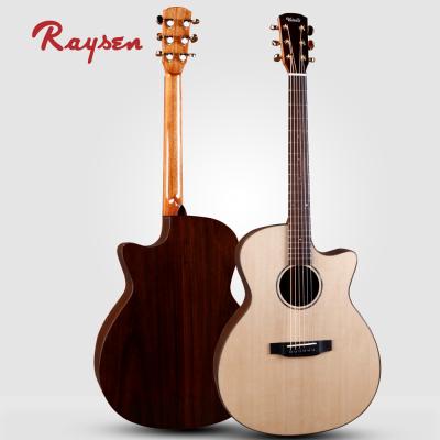 China Sitka Solid Fir Raysen Ebony African Sitka Guitar Counter Top Handmade Custom Chinese Acoustic Guitar for sale