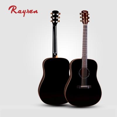 China Sitka Solid Fir Acoustic Guitar Black Factory Price Brands Handmade Chinese Wholesale Custom Color for sale