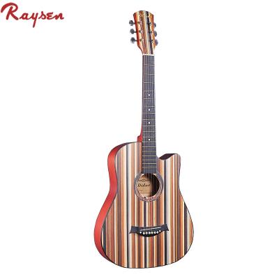 China Students Best Selling Products 38in Beginner Acoustic Guitar Colorful Stripe Design for sale