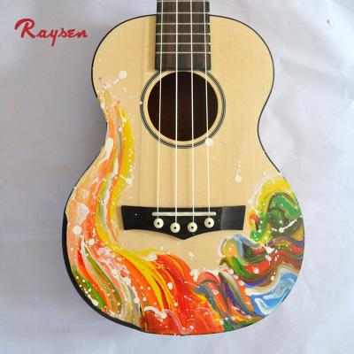 China Gift For Student New Fashion Cute Painted Ukulele Concert Tenor Size Customized Student Gift Cheap Price for sale