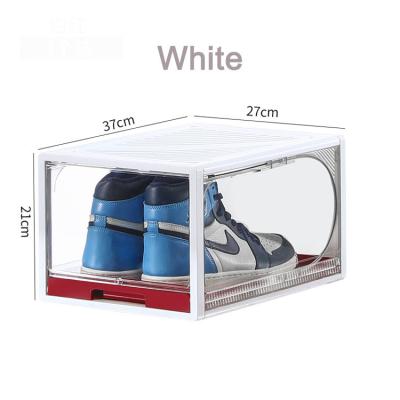 China Viable Type Drop Front Colorful Sneaker Storage Box Stackable Acrylic Plastic Sneaker Box Custom Drawer Shoe Box for sale