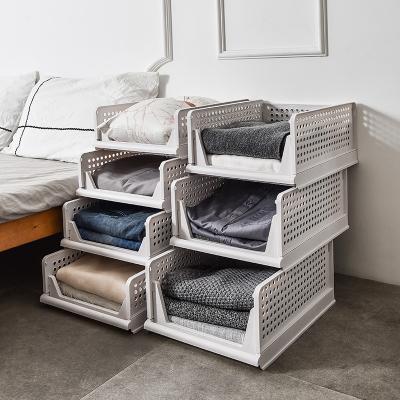 Китай Amazon Hot Selling Stackable Foldable Multi Storage Basket Clothes Organizer Plastic Storage Drawers For Clothes Storage Cabinet продается