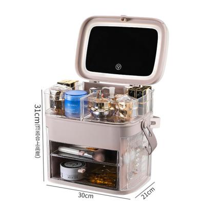 China Fashion Organizador de Maquillaje Makeup Viable Brushes Storage Boxes Led Lightweight Makeup Organizer Mirror Storage Box Te koop