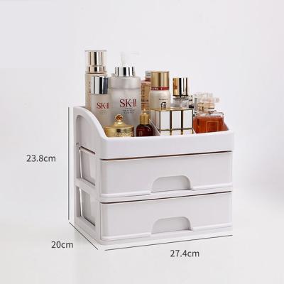 China Small Desktop Transparent 2 Layers Stored Stationery Storage Box Cosmetics With Drawers for sale