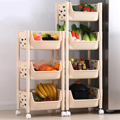 China 2 Stored In Rolling 5-Layers Trolley Fruit Shelf Display Basket Kitchen Storage Rack Vegetable Organizer Holders for sale