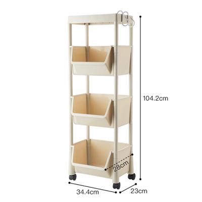 China Viable Plastic 4 Tier Kitchen Shelf Shelf Storage Organizer Rack For Sundries for sale