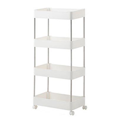 China Multi-Layer Sustainable Kitchen Storage Shelf Household Plastic Multi-Layer Rack With Wheeled Trolley for sale