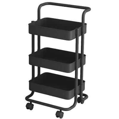 China Movable Trolley Home Kitchen Organizer Space Saving Kitchen 3-Tiers Storage Shelving Support Mobile Tool for sale