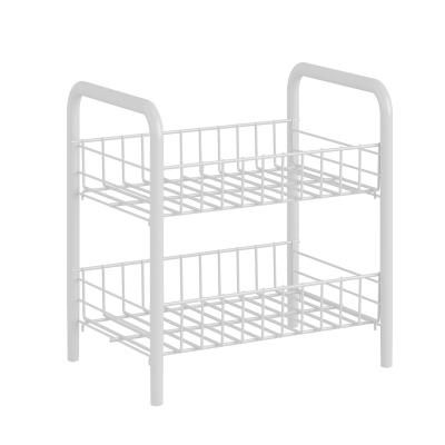 China New Design Sustainable Kitchen Storage Rack 2-Tier Metal Rolling Cart Cart Mobile Serving Carts for sale