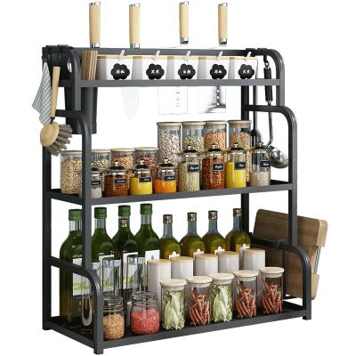 China Sustainable 3 Layer Kitchen Organizer Stainless Steel Spice Organizer Rack Condiment Holder for sale