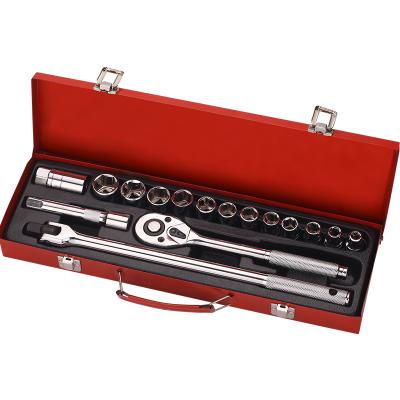 China Automotive 16pc SRUNV Service 1/2' Inch Hardware Tool Kit Socket Wrench Tool Kit With F-Type Handle For Car Repair for sale