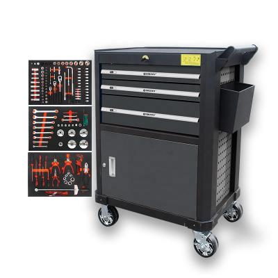 China Movable 158 Pieces Drawers Tool Box Cart 3 Tool Garage With Handle And Wheels for sale