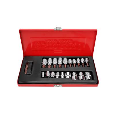 China Auto Maintenance 27pcs Spline Socket Bit Tool Kit For Ratchet Handle S2 Bits And Bit Sockets Repair Kit for sale