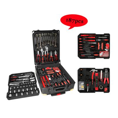 China Srunv 187pcs Professional DIY Tool Kit Socket Wrench Set Screwdriver Auto Repair Tool With Portable Aluminum Trolley Case for sale