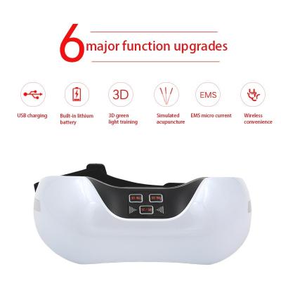 China USB Rechargeable Electric Face 3D Green Light Eye Massager Fatigue Head Relaxation Myopia Treatment Acupuncture Eye Massager for sale