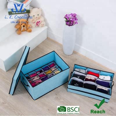 China BSCI Non-Woven Fabric Underwear Closet Viable Drawer Organizer Foldable Wardrobe Storage Box For Bras Bangs Ties Scarf for sale