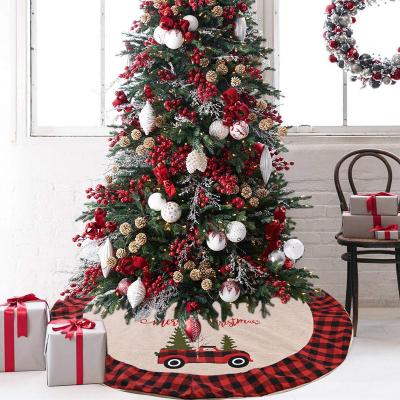 China 2020 New Fashion Christmas Buffalo Plaid Car Tree Skirt For Home Christmas Tree Decorations Tree Bottom Skirt for sale