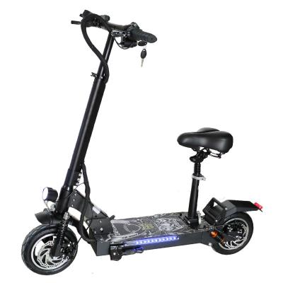 China Long Hot Sale 48v 500W 40km/h Unisex Cheap 10 Inch Electric Scooters Adult Two Wheel Folding Electric Fast Scooter With Seat for sale