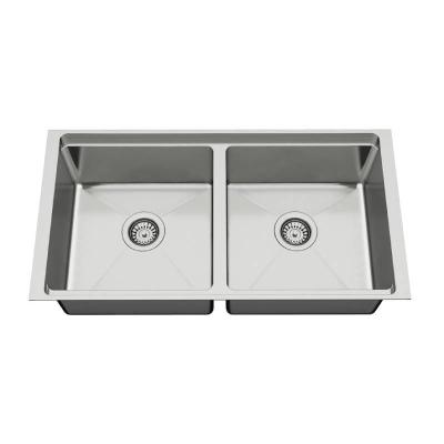 China Without Faucet Factory Direct Selling Customized Stainless Steel Modern Under Mounted Double Rectangular SS Sink for sale