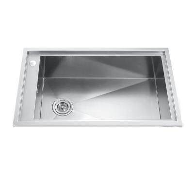 China Without Faucet Roshine 304 Stainless Steel Bowl Rectangular Shape And Brushed Surface Prep Kitchen Sink Handmade Sink for sale