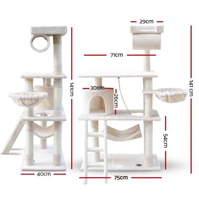 China Luxury Factory Wholesale Game Cat Toys Viable Natural Sisal 141cm Cat Tree Cat Houses Cheap for sale