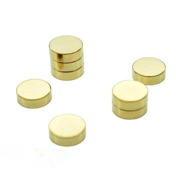 China Neodymium Disc Cylinder Magnet N52 Super Strong Gold Plated Neodymium Disc Cylinder Magnet for sale