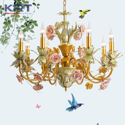 China Luxurious Colorful Crystal Chandelier Hotel Lobby Pendant Lamp Modern Romantic Candle Chandelier for Villa for sale