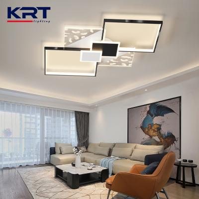 China Dimmable Modern Remote Control Black Modern Home Study Bedroom Living Room Ceiling Led Lighting for sale