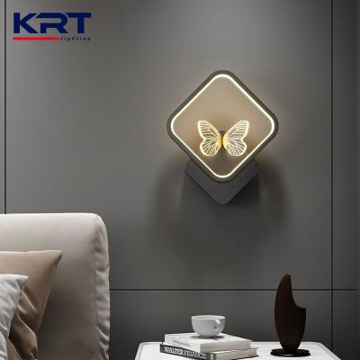 China Modern Decorative Butterfly Lights European Favorite Attic Bedroom LED Wall Light Living Room Wall Mounted Lamp for sale