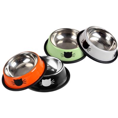 China Manufacturer Wholesale Non-automatic Colorful Pet Bowls Cat Food Bowls Stainless Steel Dog Bowl Water or Feeding Container for sale