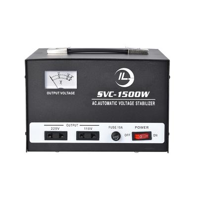 China SVC SVC-1500VA Single Phase Black Color AC Voltage Stabilizer 1500VA Automatic Voltage Stabilizer 220v for sale