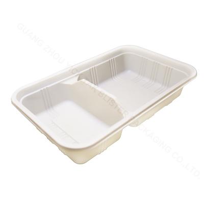 China Cornstarch Wholesale Eco-Friendly Green PLA Food Containers Biodegradable Compostable Plastic Disposable Lunch Box with 3 Compartments for sale