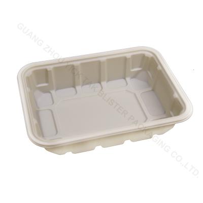 China Cornstarch Fashion Tray Disposable Pet Food Round Clear Salad Bowl Plastic Sushi Box for sale